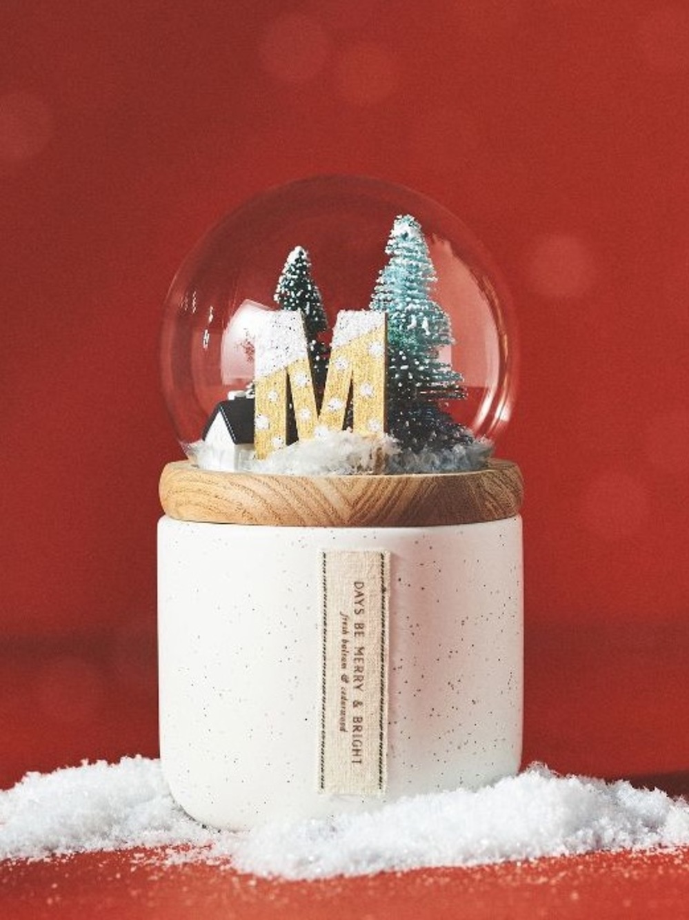 Anthropologie Monogram Snow Globe Candle - M